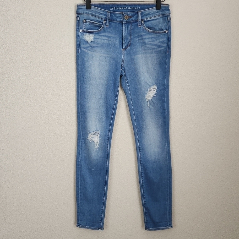 Articles of Society Mid-Rise Distressed Skinny Jeans